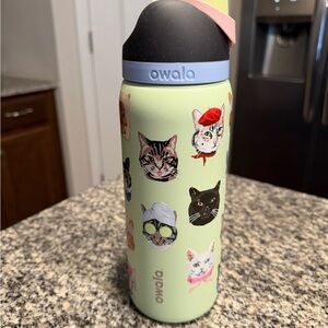 Owala Cat Design Water Bottle - Green